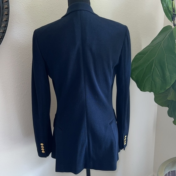 Ralph Lauren Polo Women's Navy Blue Single Breasted Blazer Gold PRL Crest Size 8 - Picture 6 of 15